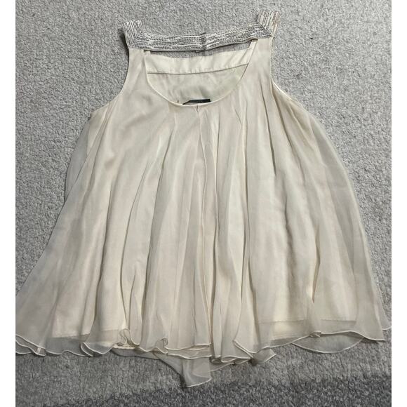 Elie Tahari Tamar Chiffon Silk Layered Blouse Womens Small Beaded Cream MSRP$268 - Picture 8 of 9